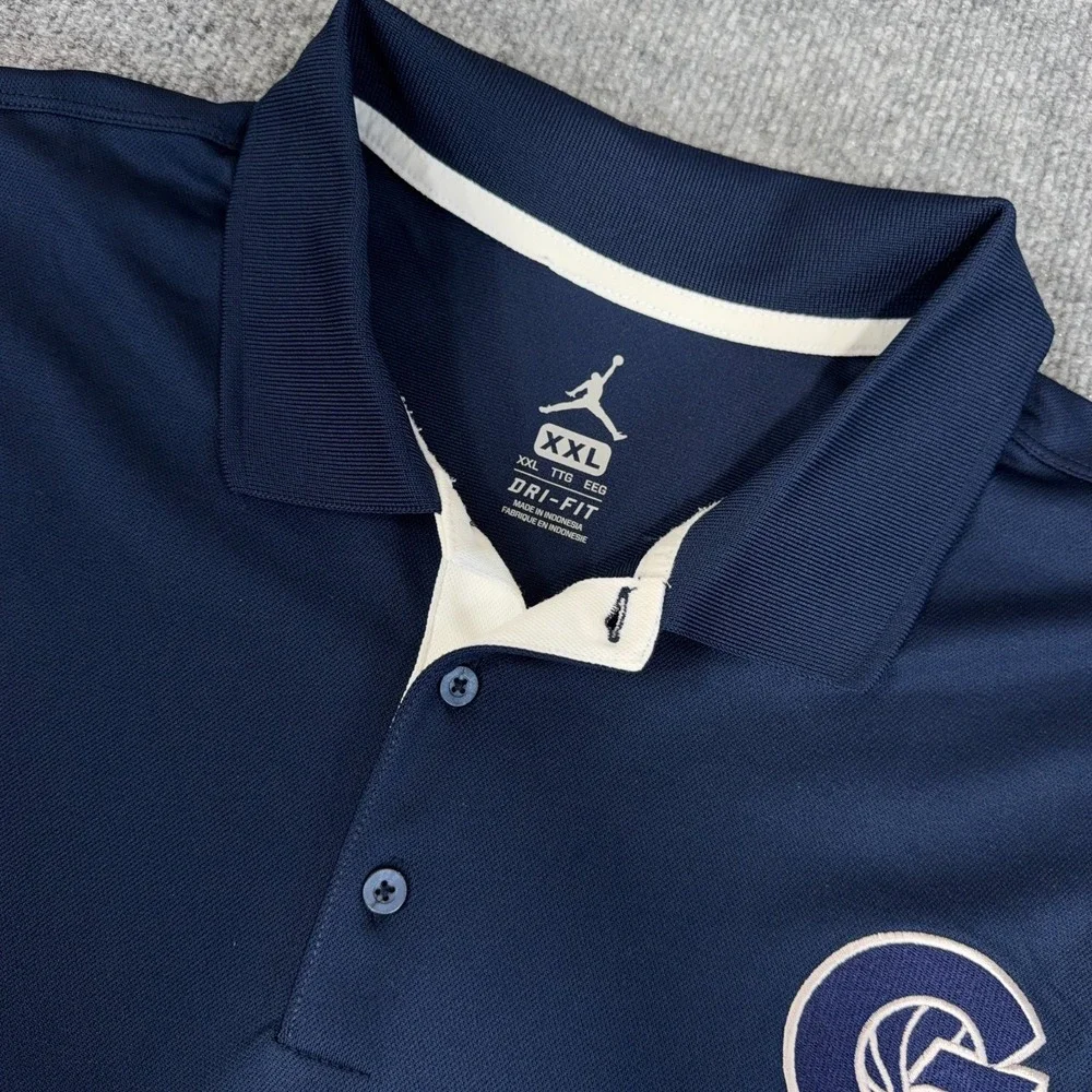 Georgetown Hoyas Nike Air Jordan Golf Polo Men 2XL Navy Blue Golf Dri-Fit Logo